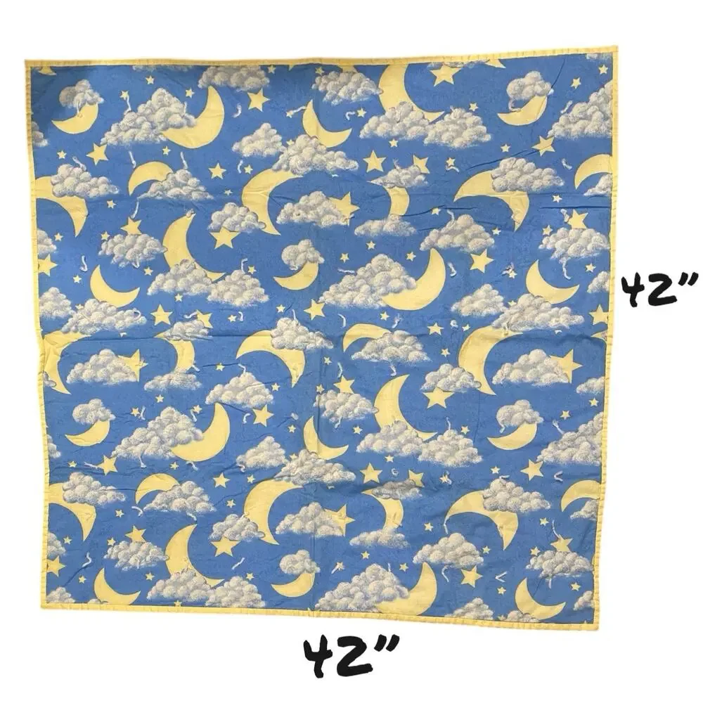Hand Made Baby Quilt Blue Moon Stars 42